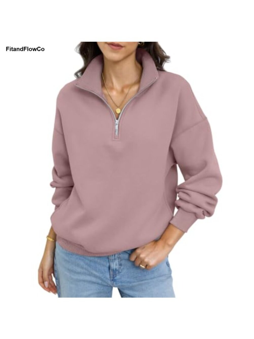 Fleece Quarter Zip Oversized Sweatshirt Pullover